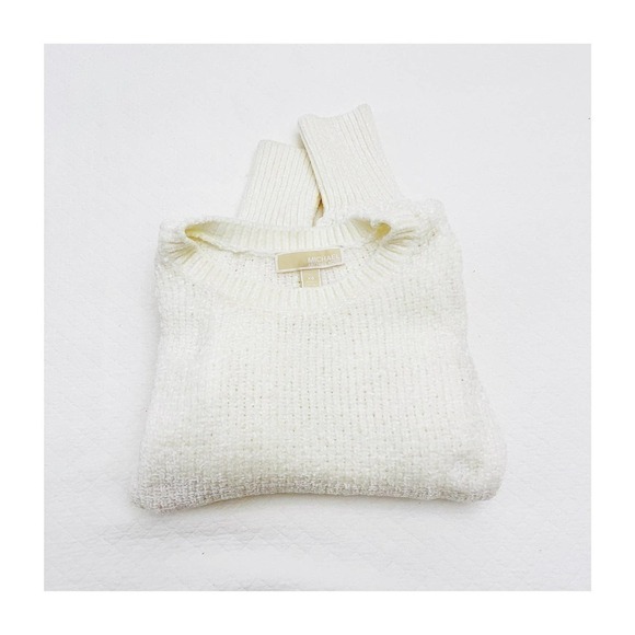 Michael Kors Super Soft Knit Woven Sweater Cream SZ XS - Picture 1 of 3